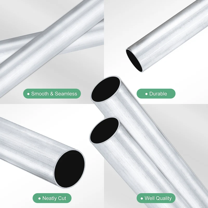 2-Pack 6063 Aluminum Round Tube, 13mmx15mm(IDxOD) 300mm Length Straight Tubing