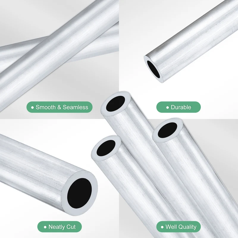 3-Pack 6063 Aluminum Round Tube, 10mmx15mm(IDxOD) 300mm Length Straight Tubing