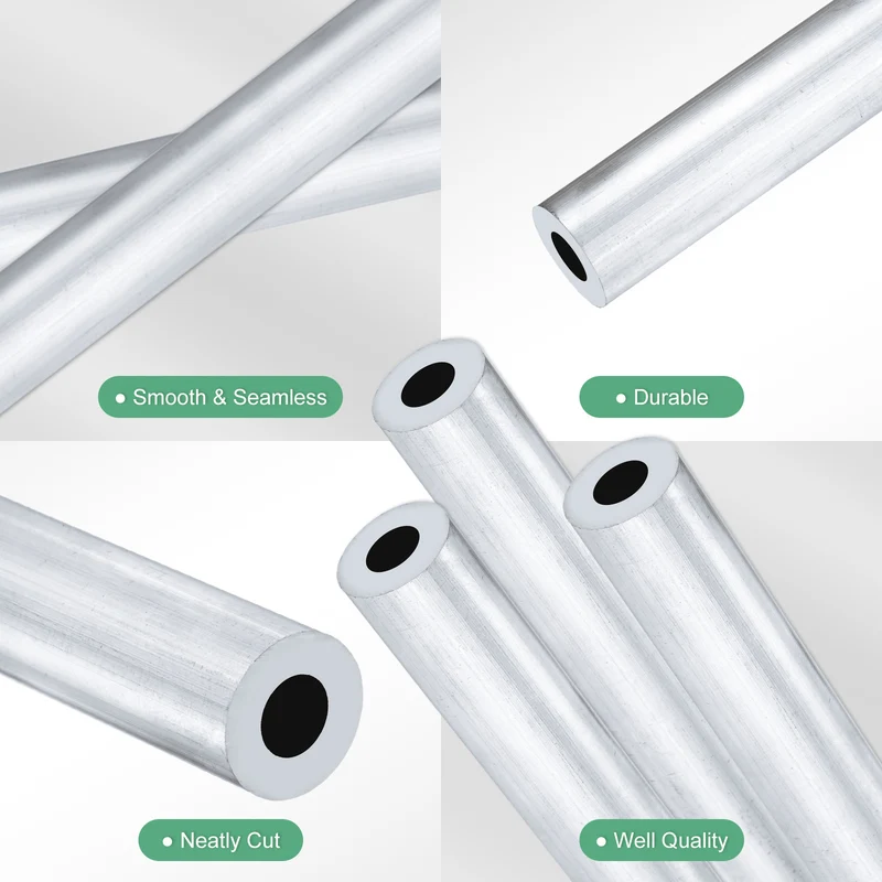 3-Pack 6063 Aluminum Round Tube, 8mmx15mm(IDxOD) 300mm Length Straight Tubing