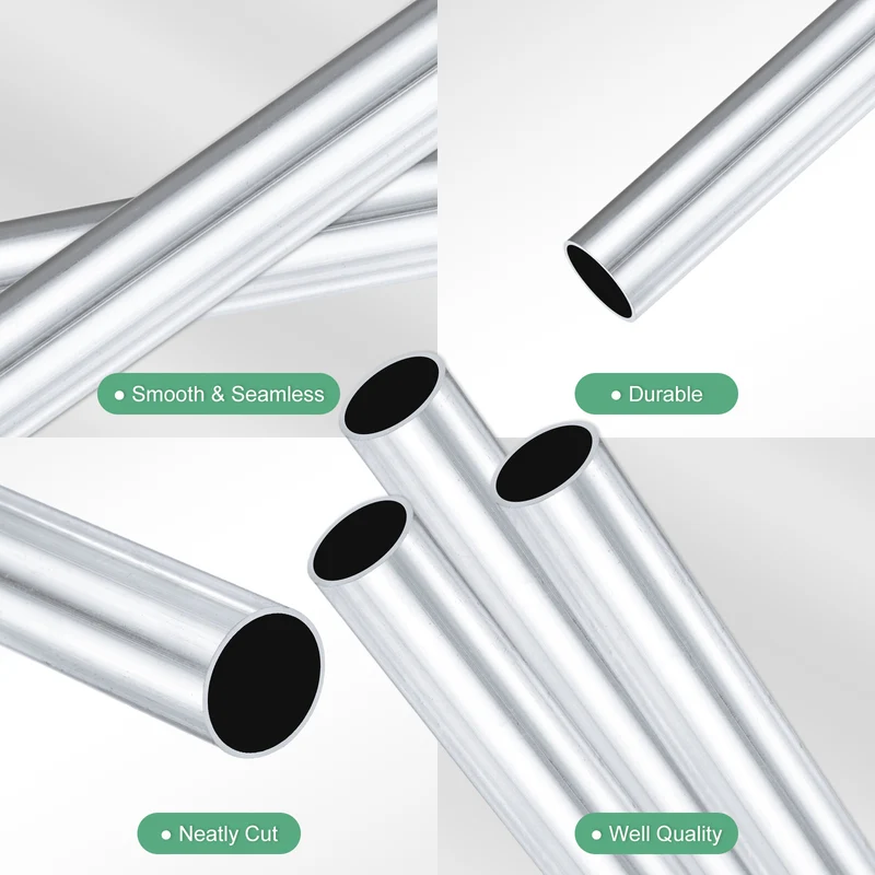 3-Pack 6063 Aluminum Round Tube, 12mmx14mm(IDxOD) 300mm Length Straight Tubing