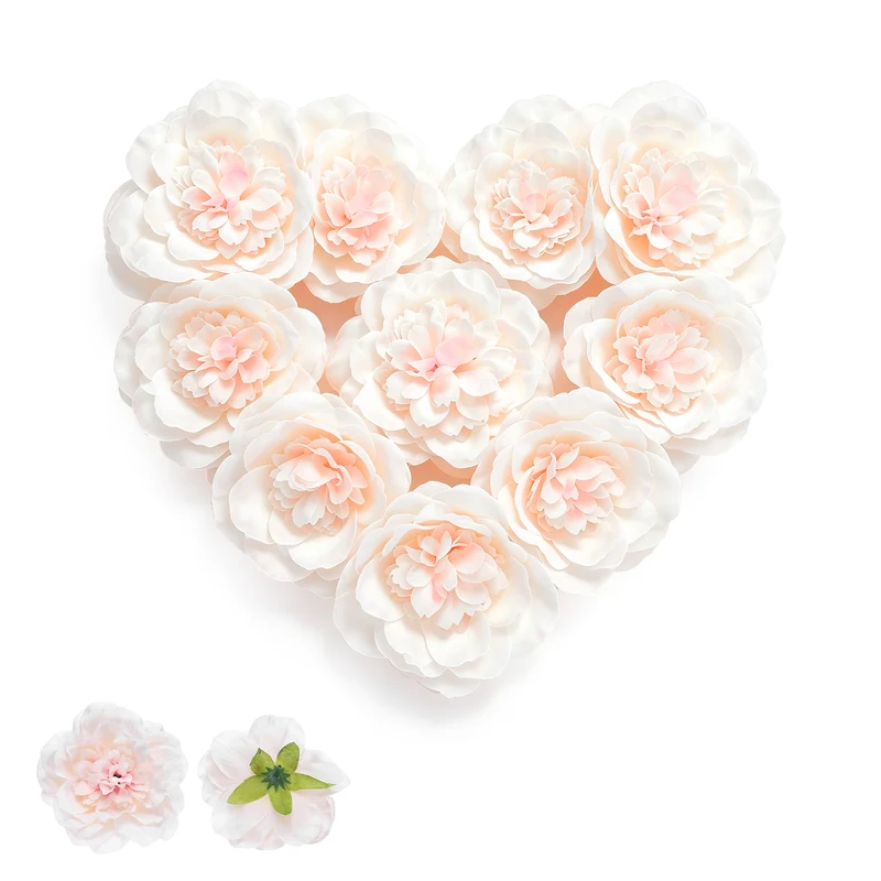 10 Pcs Fake Flower Heads, Artificial Flowers Hydrangea Heads, Champagne