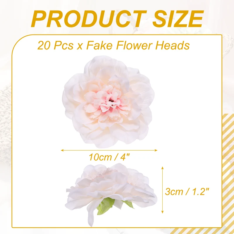 10 Pcs Fake Flower Heads, Artificial Flowers Hydrangea Heads, Champagne