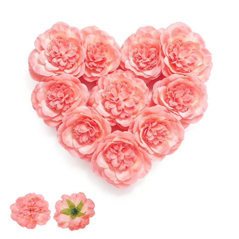10 Pcs Fake Flower Heads, Artificial Flowers Hydrangea Heads, Candy Pink