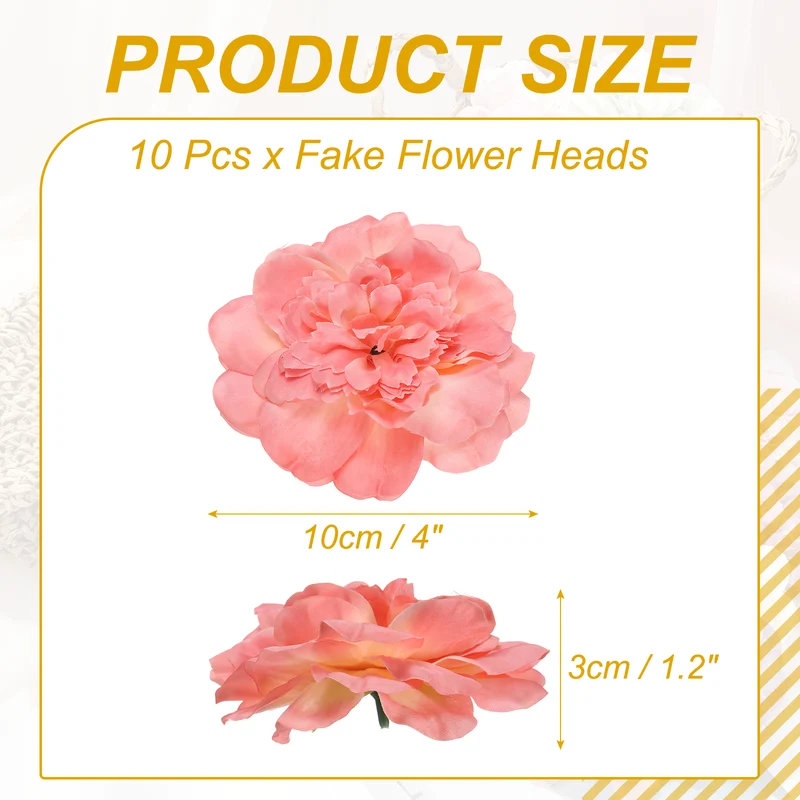 10 Pcs Fake Flower Heads, Artificial Flowers Hydrangea Heads, Candy Pink