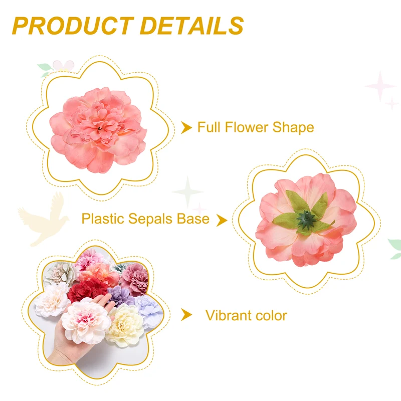 10 Pcs Fake Flower Heads, Artificial Flowers Hydrangea Heads, Candy Pink