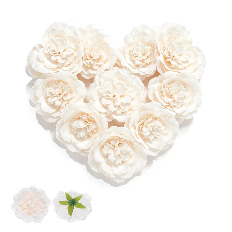 10 Pcs Fake Flower Heads, Artificial Flowers Hydrangea Heads, White