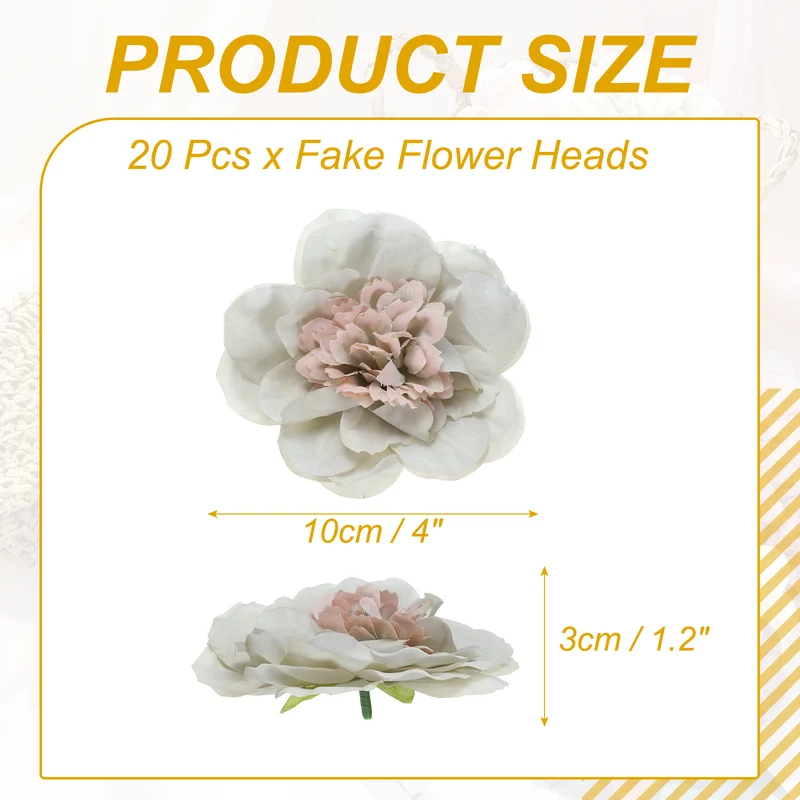 20 Pcs Fake Flower Heads, Artificial Flowers Hydrangea Heads, Pale Green
