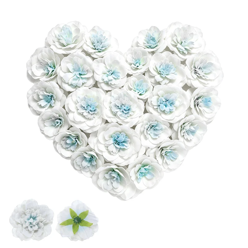 20 Pcs Fake Flower Heads, Artificial Flowers Hydrangea Heads, Mint White