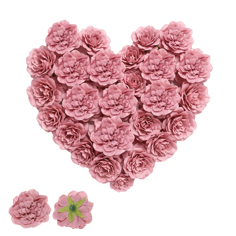 20 Pcs Fake Flower Heads, Artificial Flowers Hydrangea Heads, Dusty Rose