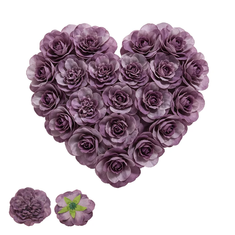 20 Pcs Fake Flower Heads, Artificial Flowers Hydrangea Heads, Dusty Mauve