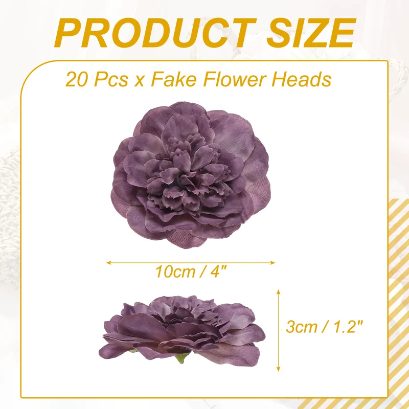 20 Pcs Fake Flower Heads, Artificial Flowers Hydrangea Heads, Dusty Mauve
