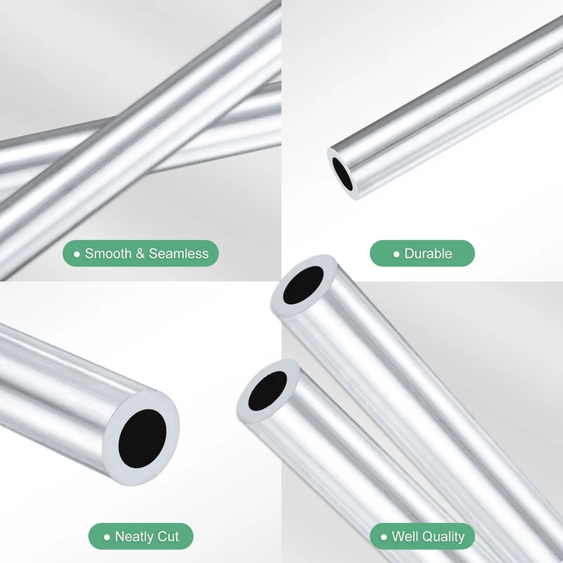 2-Pack 6063 Aluminum Round Tube, 8mmx13mm(IDxOD) 300mm Length Straight Tubing