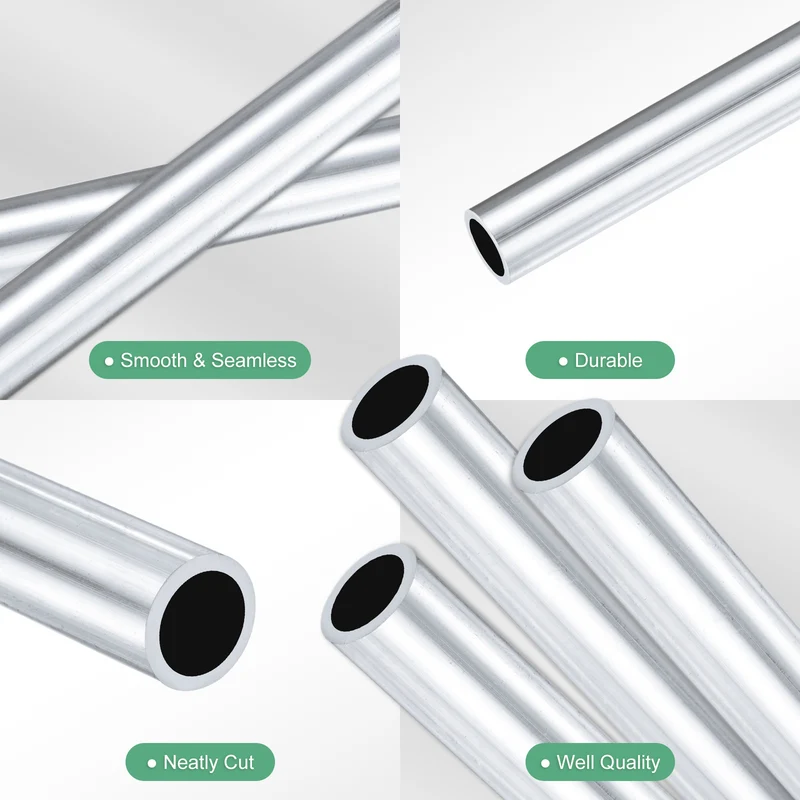 3-Pack 6063 Aluminum Round Tube, 10mmx13mm(IDxOD) 300mm Length Straight Tubing
