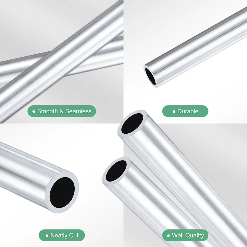 2Pack 6063 Aluminum Round Tube, 8.8mmx12.7mm(IDxOD) 300mm Length Straight Tubing