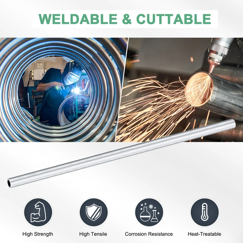 1Pack 6063 Aluminum Round Tube, 8.8mmx12.7mm(IDxOD) 300mm Length Straight Tubing