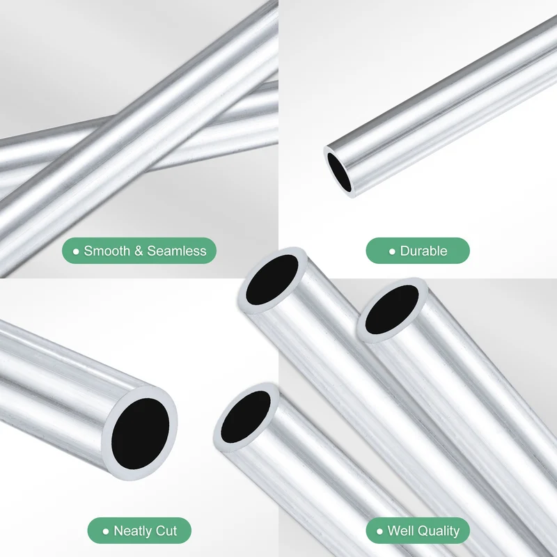 3-Pack 6063 Aluminum Round Tube, 9mmx12mm(IDxOD) 300mm Length Straight Tubing