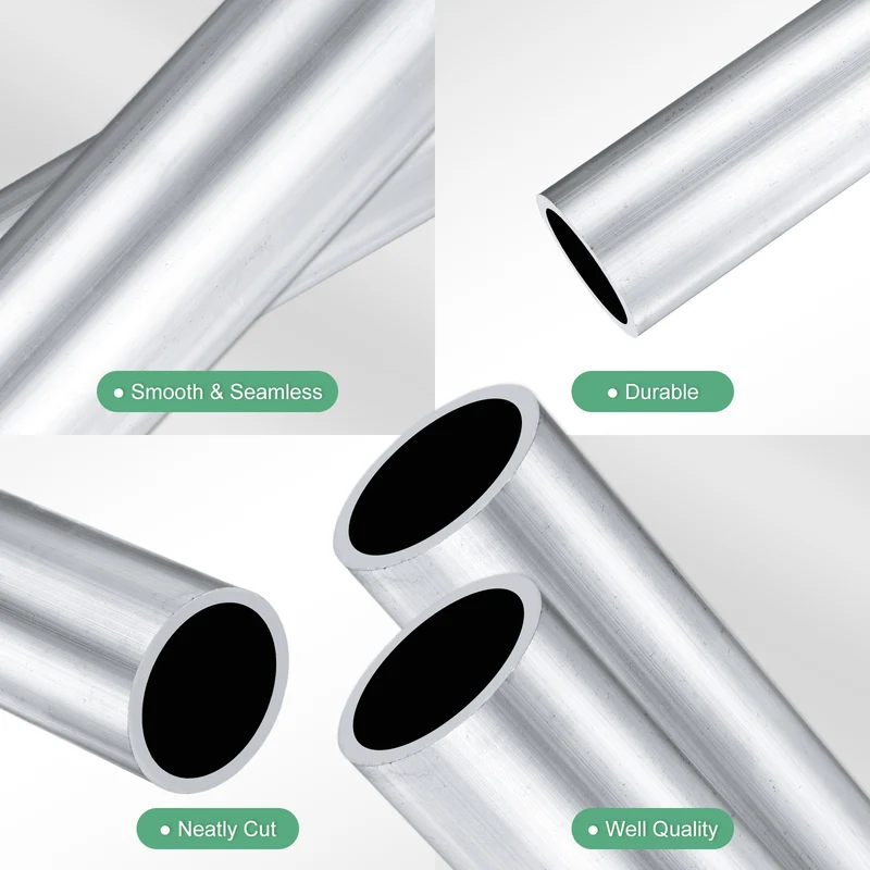 2-Pack 6063 Aluminum Round Tube, 32mmx38mm(IDxOD) 300mm Length Straight Tubing
