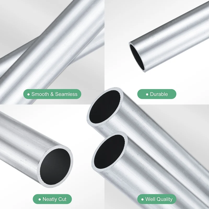 2-Pack 6063 Aluminum Round Tube, 17mmx20mm(IDxOD) 100mm Length Straight Tubing