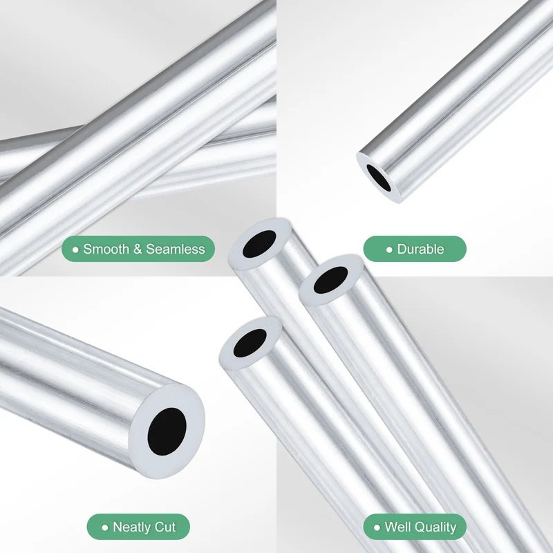 3-Pack 6063 Aluminum Round Tube, 8mmx14mm(IDxOD) 300mm Length Straight Tubing