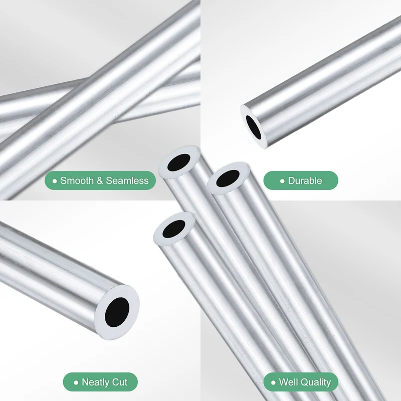 3-Pack 6063 Aluminum Round Tube, 7mmx13mm(IDxOD) 300mm Length Straight Tubing