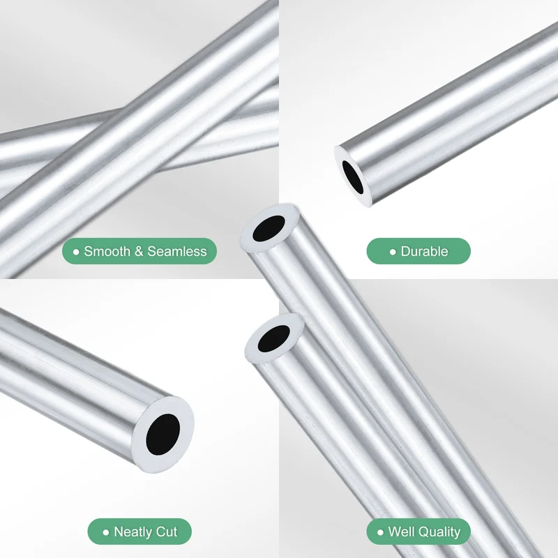 2-Pack 6063 Aluminum Round Tube, 7mmx13mm(IDxOD) 300mm Length Straight Tubing