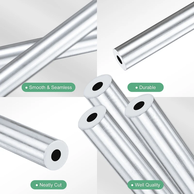 3-Pack 6063 Aluminum Round Tube, 5mmx12mm(IDxOD) 300mm Length Straight Tubing