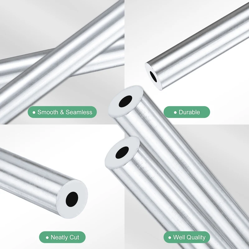 2-Pack 6063 Aluminum Round Tube, 5mmx12mm(IDxOD) 300mm Length Straight Tubing