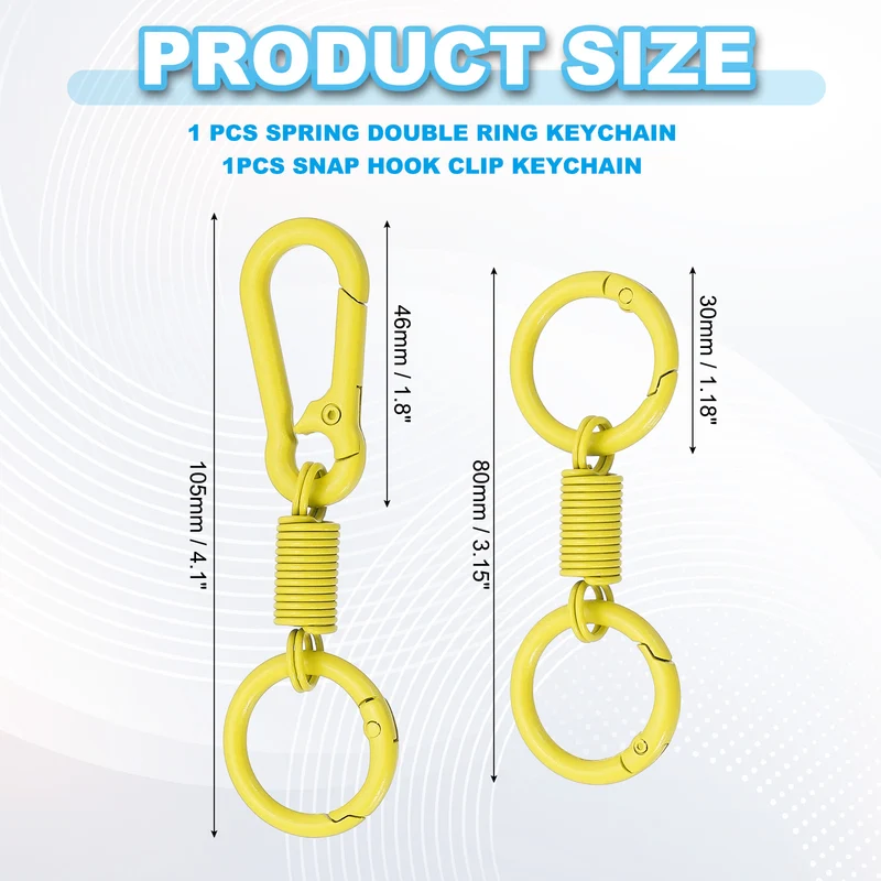 Keychain Clips with O Rings, 2Pcs Quick Release Key Chain Rings, Yellow