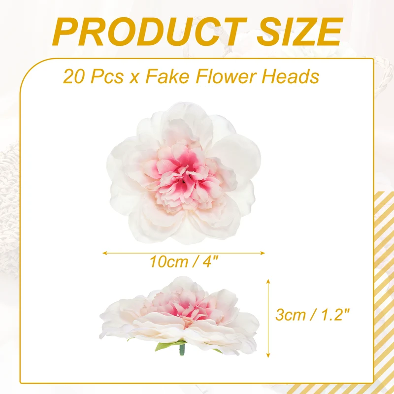 20 Pcs Fake Flower Heads, Artificial Flowers Hydrangea Heads, Pink