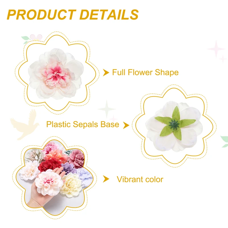 20 Pcs Fake Flower Heads, Artificial Flowers Hydrangea Heads, Pink
