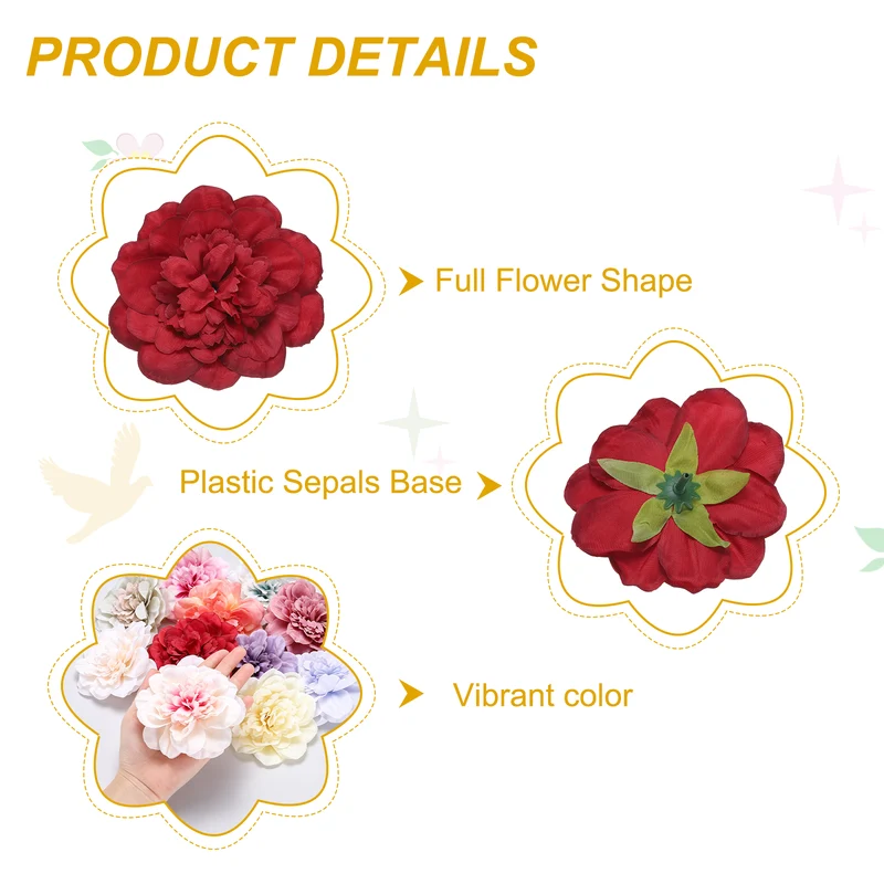 20 Pcs Fake Flower Heads, Artificial Flowers Hydrangea Heads, Red