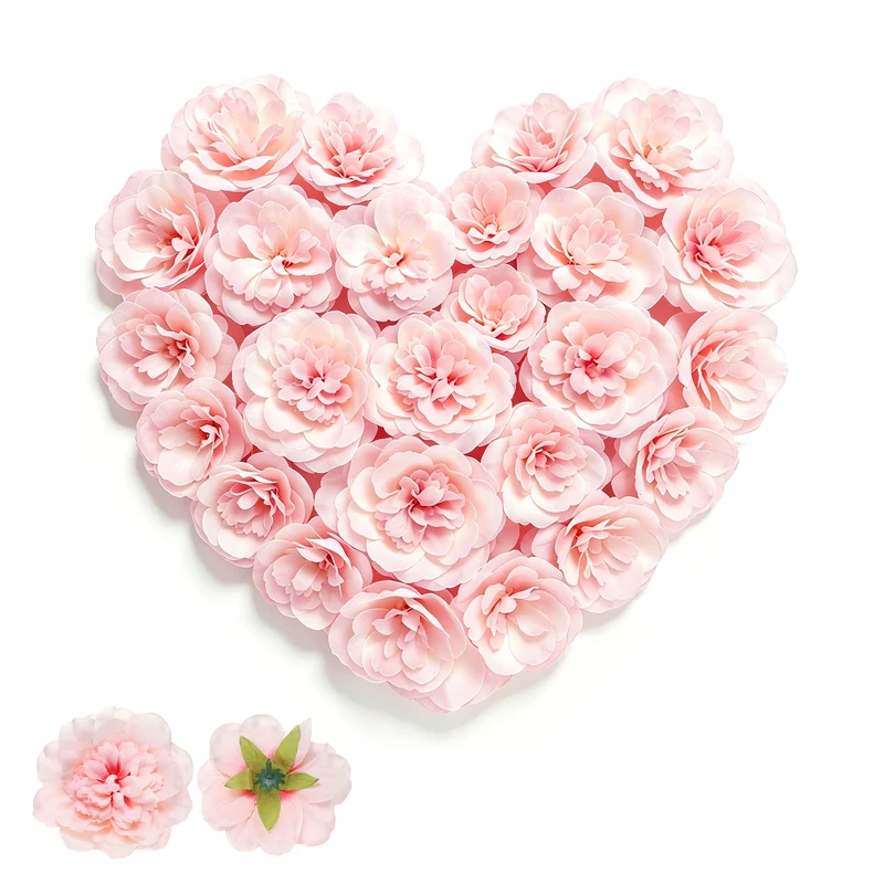 20 Pcs Fake Flower Heads, Artificial Flowers Hydrangea Heads, Rose Champagne