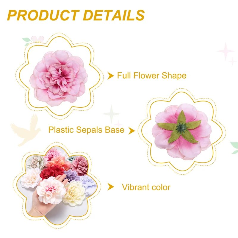 20 Pcs Fake Flower Heads, Artificial Flowers Hydrangea Heads, Rose Pink