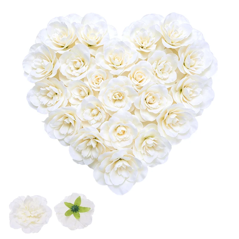 20 Pcs Fake Flower Heads, Artificial Flowers Hydrangea Heads, Cream