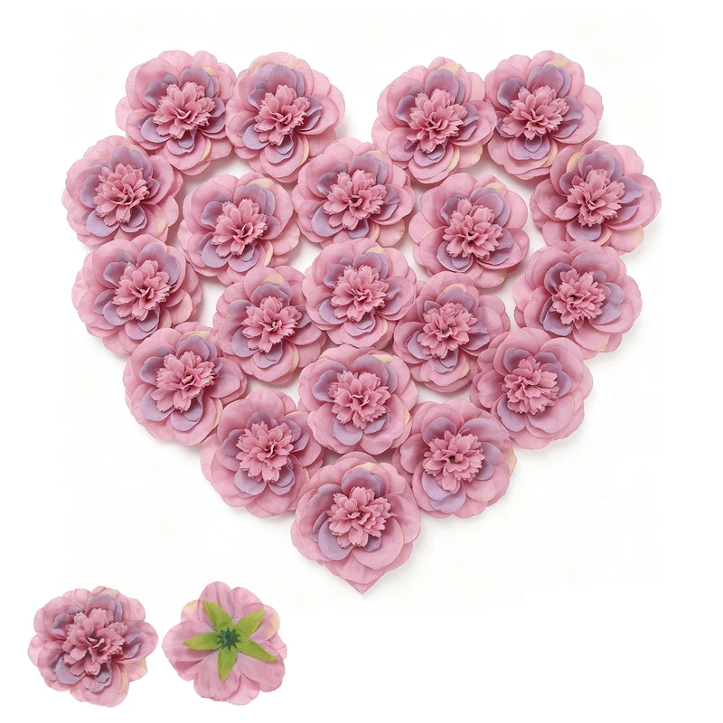 20 Pcs Fake Flower Heads, Artificial Flowers Hydrangea Heads, Light Dusty Rose