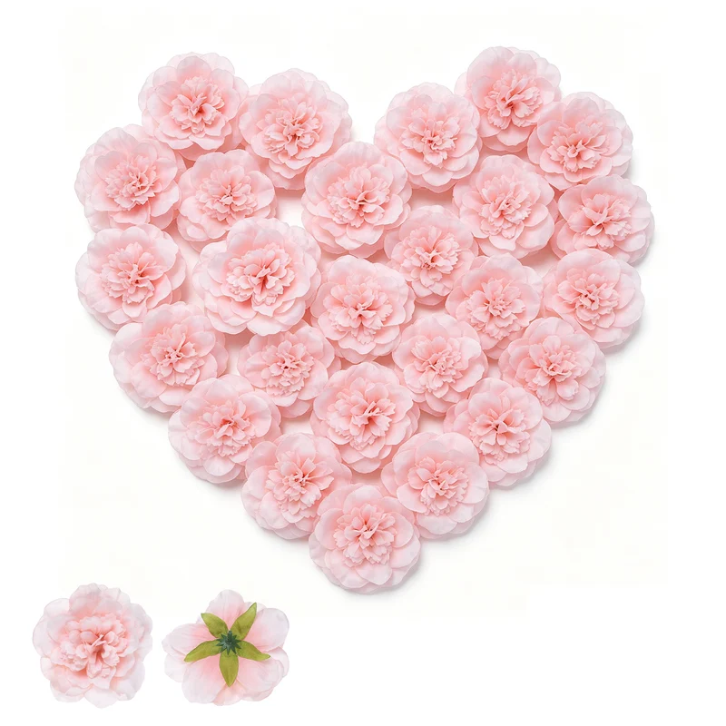 20 Pcs Fake Flower Heads, Artificial Flowers Hydrangea Heads, Light Pink