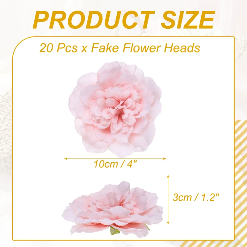 20 Pcs Fake Flower Heads, Artificial Flowers Hydrangea Heads, Light Pink