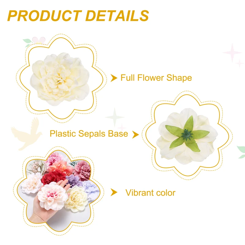 20 Pcs Fake Flower Heads, Artificial Flowers Hydrangea Heads, Light Yellow