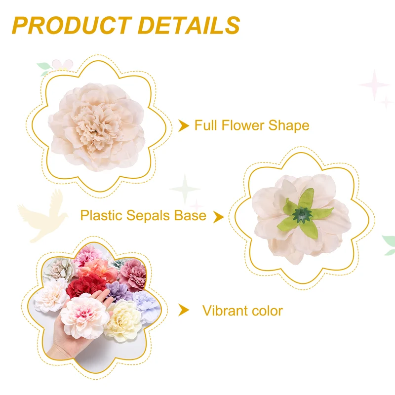 20 Pcs Fake Flower Heads, Artificial Flowers Hydrangea Heads, Light Coffee