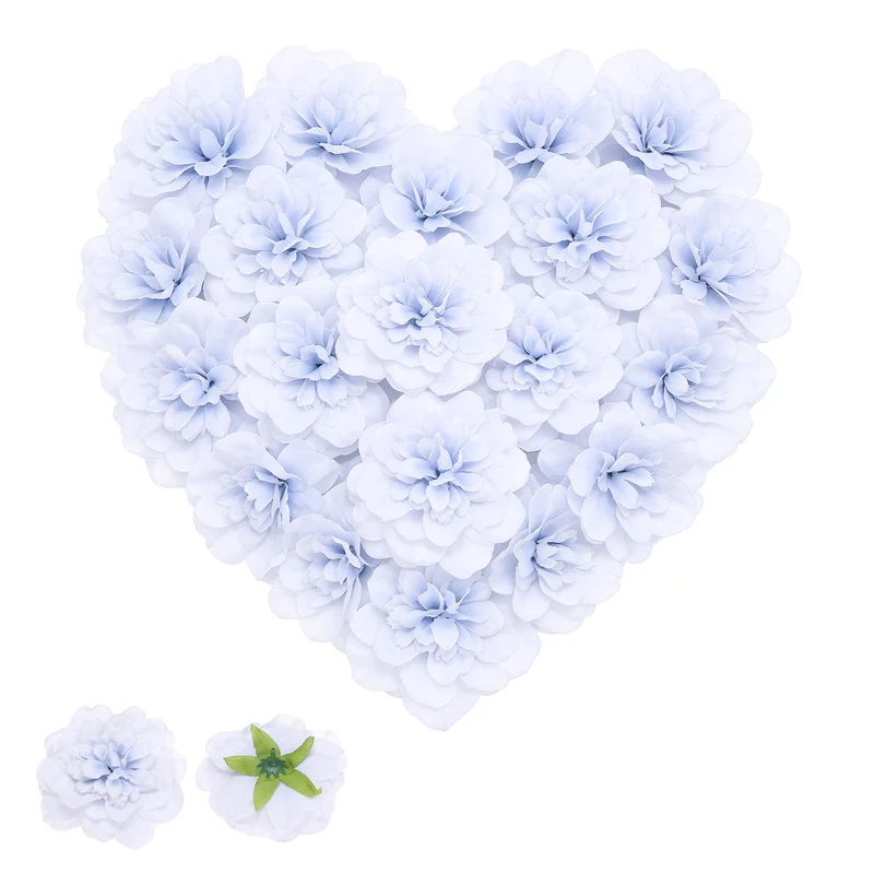 20 Pcs Fake Flower Heads, Artificial Flowers Hydrangea Heads, Light Blue