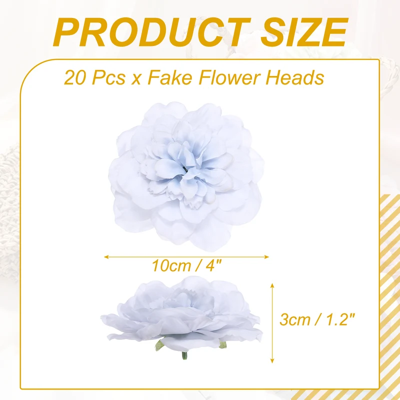 20 Pcs Fake Flower Heads, Artificial Flowers Hydrangea Heads, Light Blue