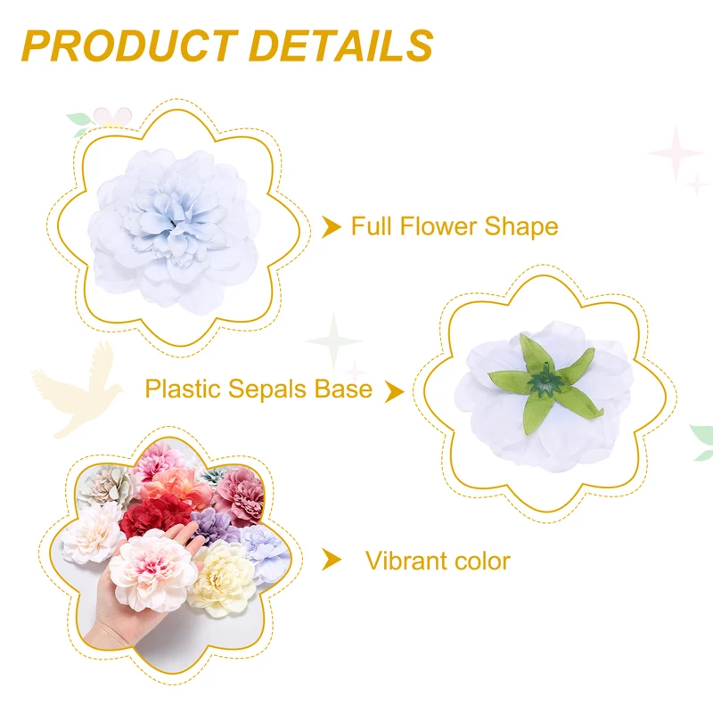 20 Pcs Fake Flower Heads, Artificial Flowers Hydrangea Heads, Light Blue