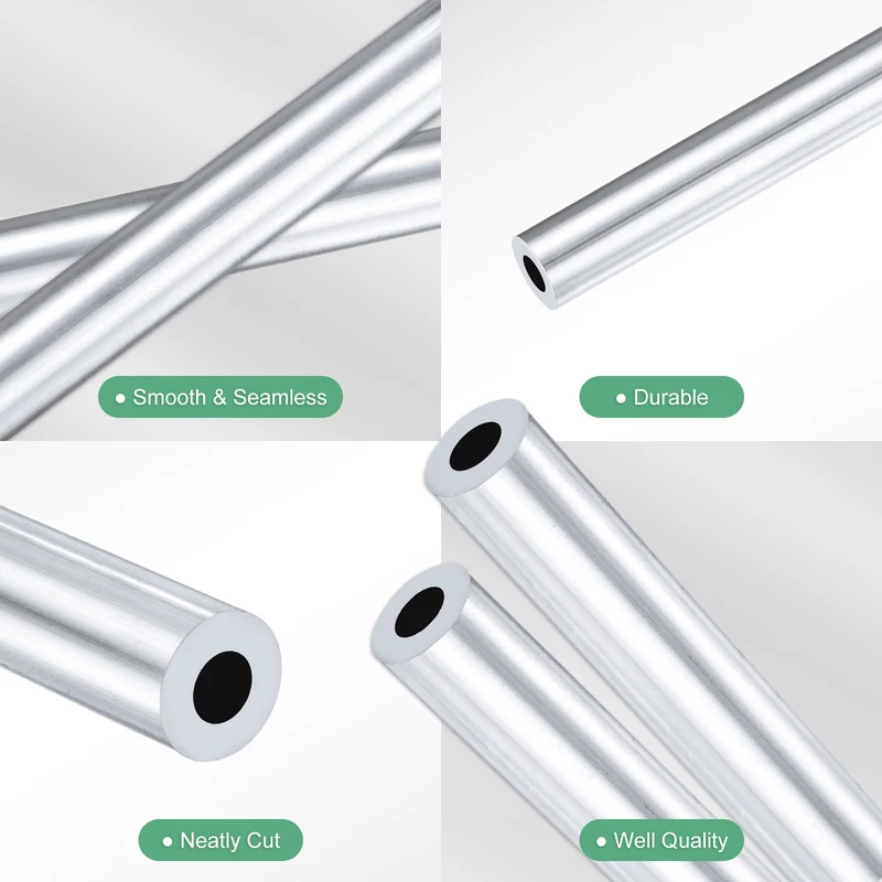 2-Pack 6063 Aluminum Round Tube, 5mmx10mm(IDxOD) 300mm Length Straight Tubing
