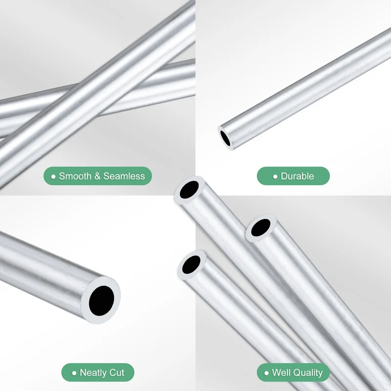 3-Pack 6063 Aluminum Round Tube, 5mmx8mm(IDxOD) 300mm Length Straight Tubing