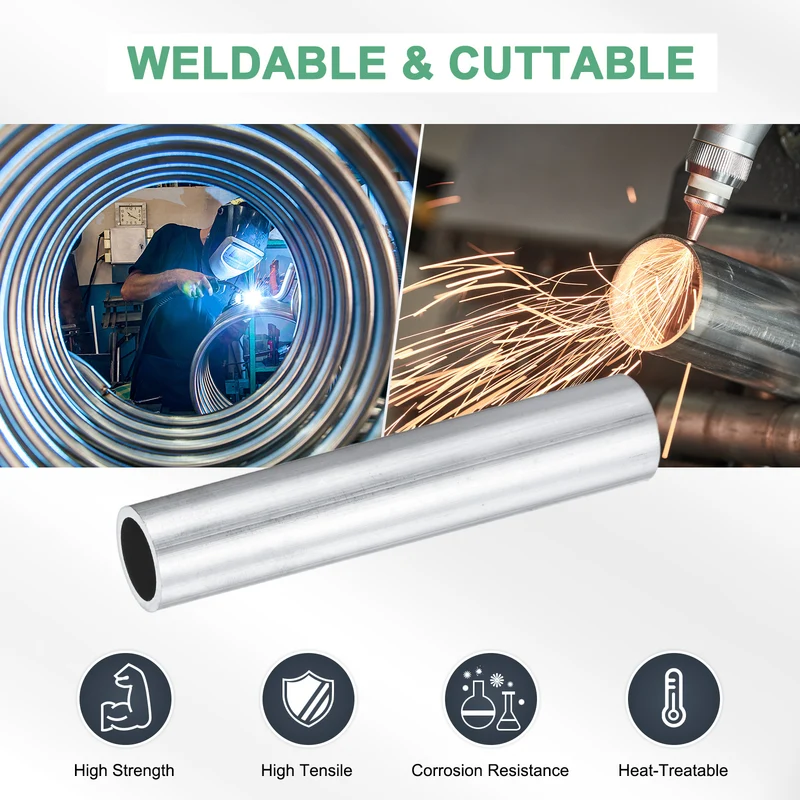 3-Pack 6063 Aluminum Round Tube, 15mmx19mm(IDxOD) 100mm Length Straight Tubing