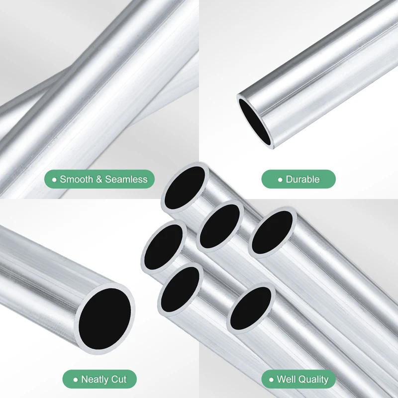 6-Pack 6063 Aluminum Round Tube, 13mmx16mm(IDxOD) 100mm Length Straight Tubing