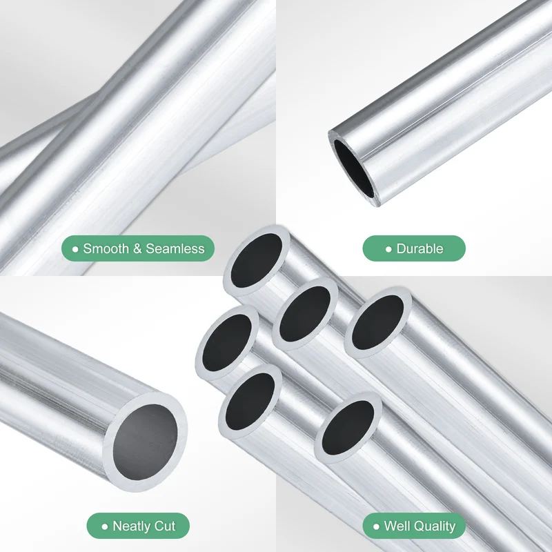 6-Pack 6063 Aluminum Round Tube, 12mmx16mm(IDxOD) 100mm Length Straight Tubing