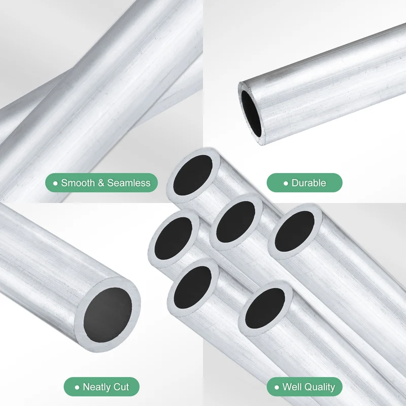 6-Pack 6063 Aluminum Round Tube, 11mmx15mm(IDxOD) 100mm Length Straight Tubing