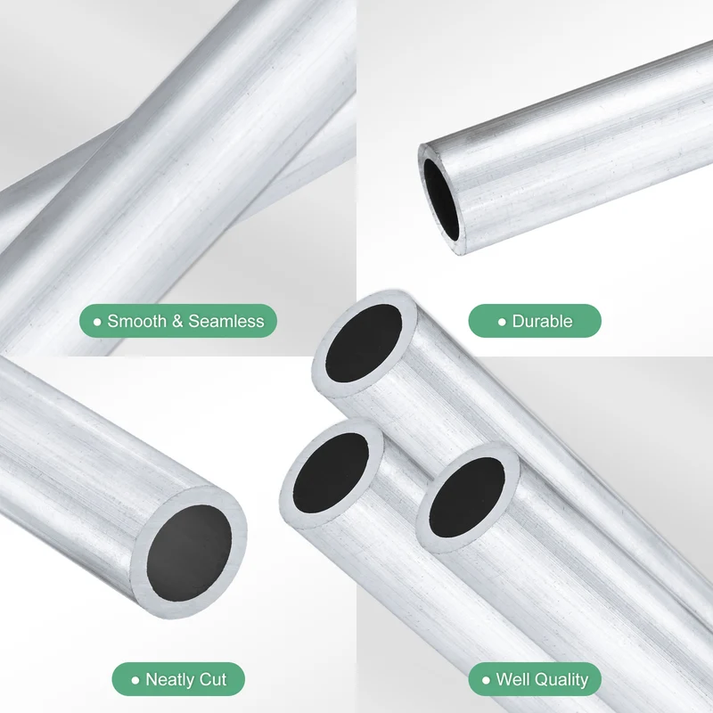 3-Pack 6063 Aluminum Round Tube, 11mmx15mm(IDxOD) 100mm Length Straight Tubing