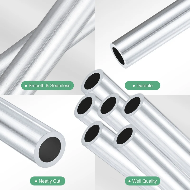 6-Pack 6063 Aluminum Round Tube, 10mmx14mm(IDxOD) 100mm Length Straight Tubing